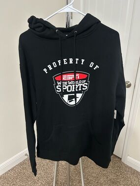 ESPN Black Men's Hoodie with Sports Shield Logo